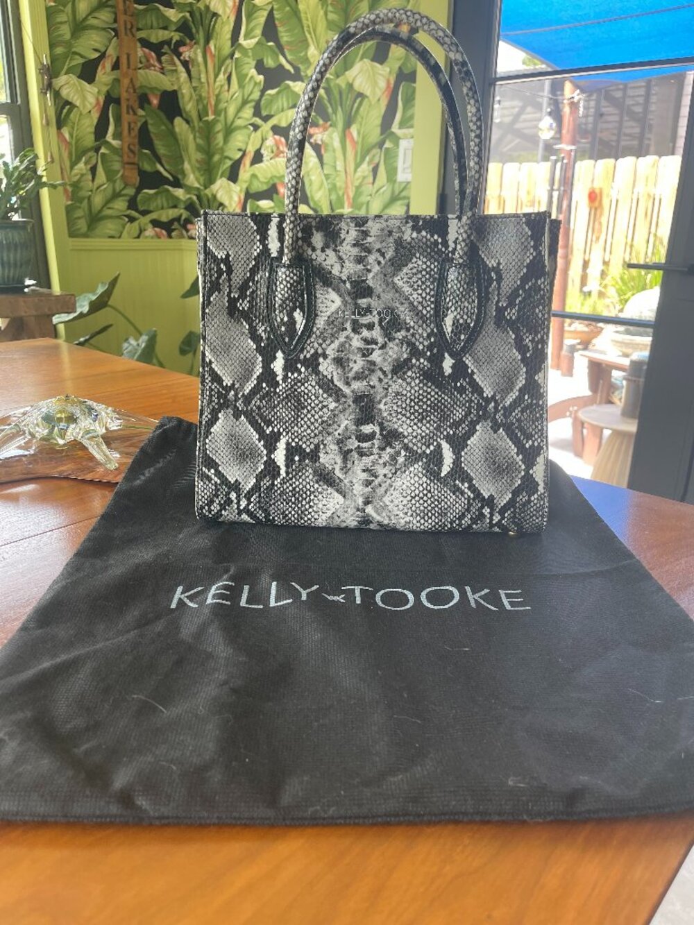 Kelly Tooke Black & Silver Snake Skin Bag